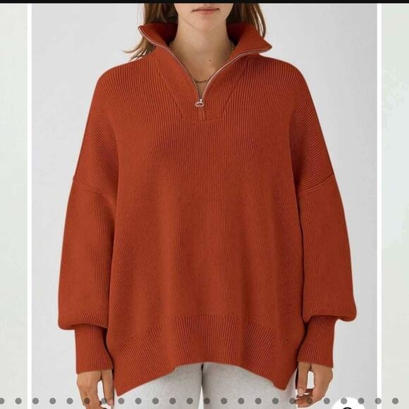 Women's Half Zip Sweatshirts Long Sleeve Pullover Soft Quarter Zipper Hoodies S - Picture 1 of 3